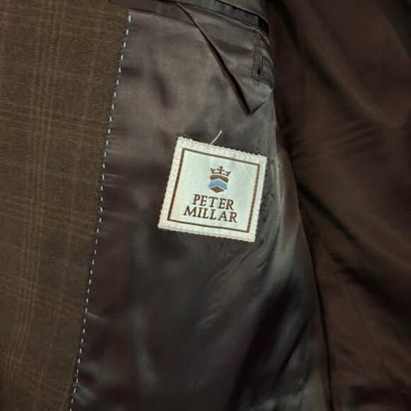 Peter Millar 100% Wool Brown Plaid Jacket - 44R - Picture 2 of 5